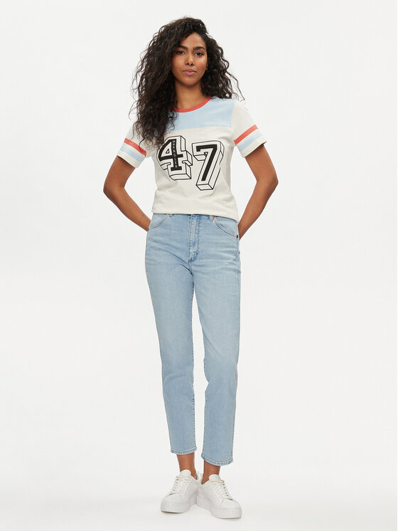 Wrangler Wrangler Marškinėliai Yoke 112350188 Écru Slim Fit