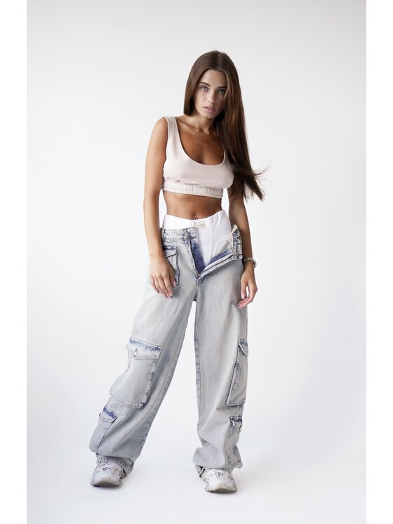 MissDenim MissDenim Spodnie damskie Baggy Niebieski Boyfriend Fit