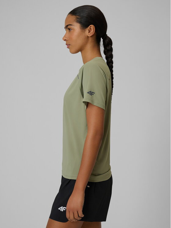 4F 4F Koszulka techniczna RUNNING Khaki Regular Fit