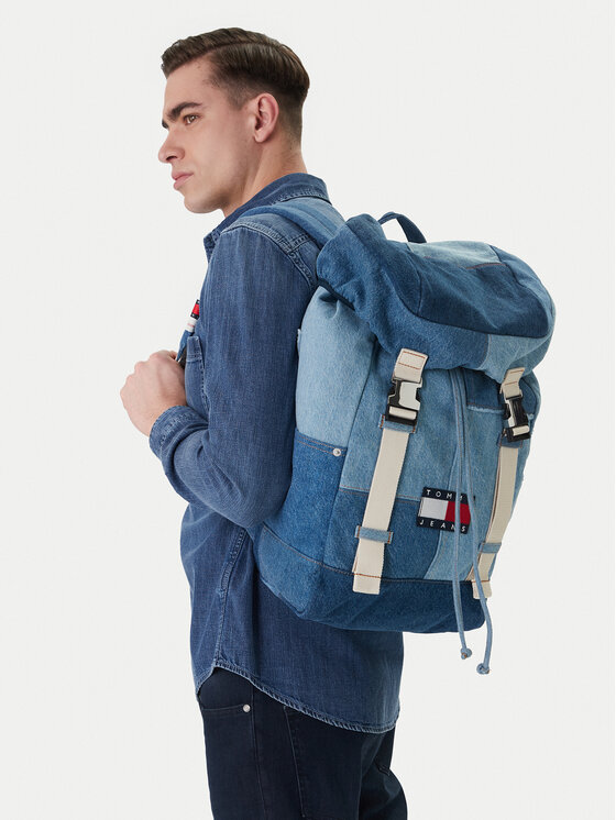 Tommy Jeans Rucsac Tjm Denim Patchwork Backpack AM0AM14268 Albastru