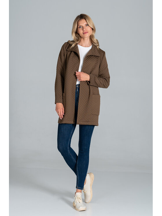 FIGL FIGL Płaszcz M814 Brązowy Regular Fit