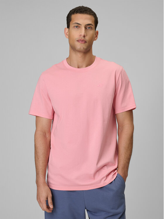 4F 4F T-Shirt BASIC+ Różowy jasny Regular Fit