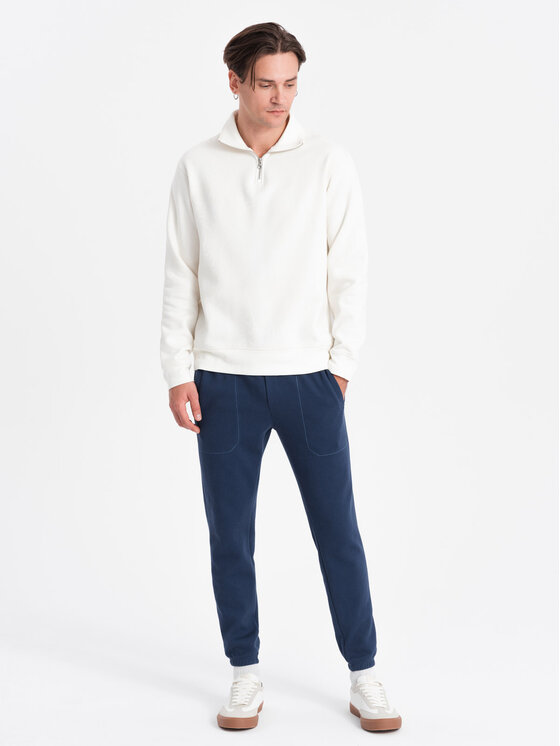 Ombre Ombre Spodnie dresowe OM-PASK-0143 Granatowy Carrot Fit