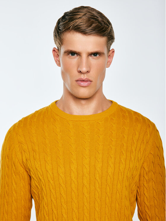 BIG STAR BIG STAR Sweter AMARIS Żółty Basic Fit