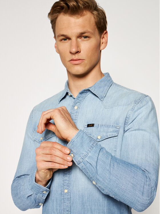 Lee Lee Camicia Western L643NSOF 112115385 Celeste Slim Fit