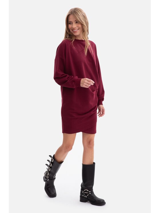 BeWear BeWear Sukienka dzianinowa b298 Bordowy Baggy Fit