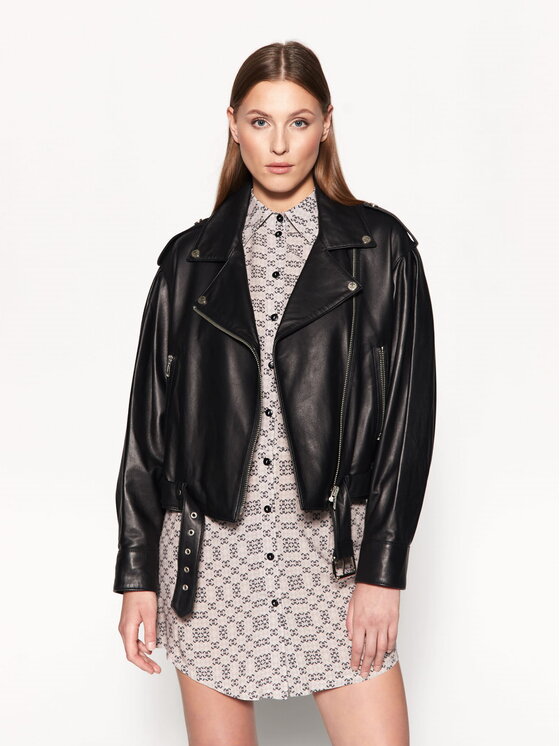 Magda Matyja Magda Matyja Kurtka skórzana MILEY LEATHER JACKET Czarny Oversize