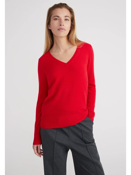 Style Republic Style Republic Sweter Kaszmir Czerwony Comfort Fit