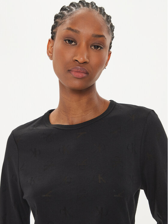 Calvin Klein Jeans Calvin Klein Jeans Blūze Burn Out J20J223628 Melns Regular Fit
