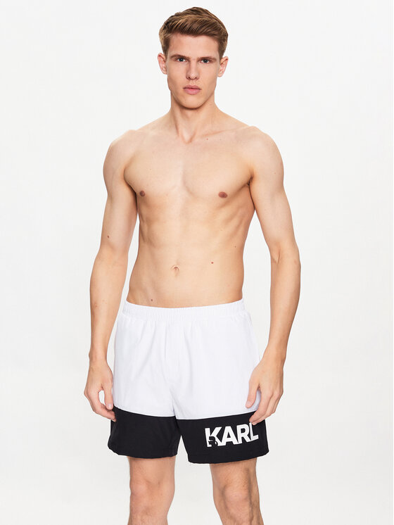 KARL LAGERFELD KARL LAGERFELD Kopalne hlače 230M2206 Bela Regular Fit