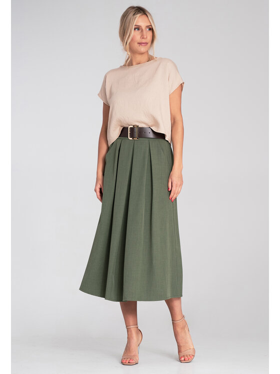 FIGL FIGL Spódnica midi M1201 Zielony Flared Fit