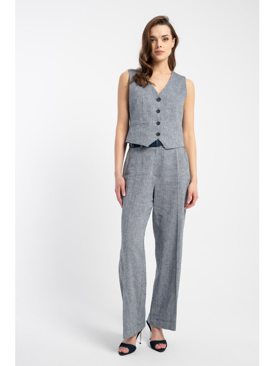 CLICK CLICK Kalhoty z materiálu 30-401 Tmavomodrá Relaxed Fit