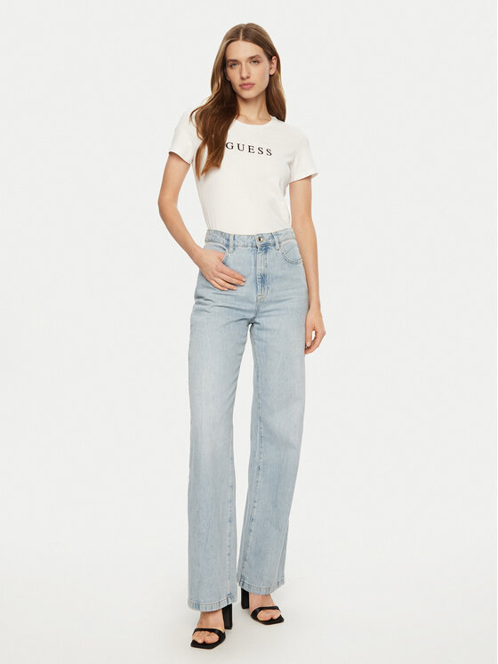 Guess Guess Tricou O5RI01 KBBU1 Alb Slim Fit