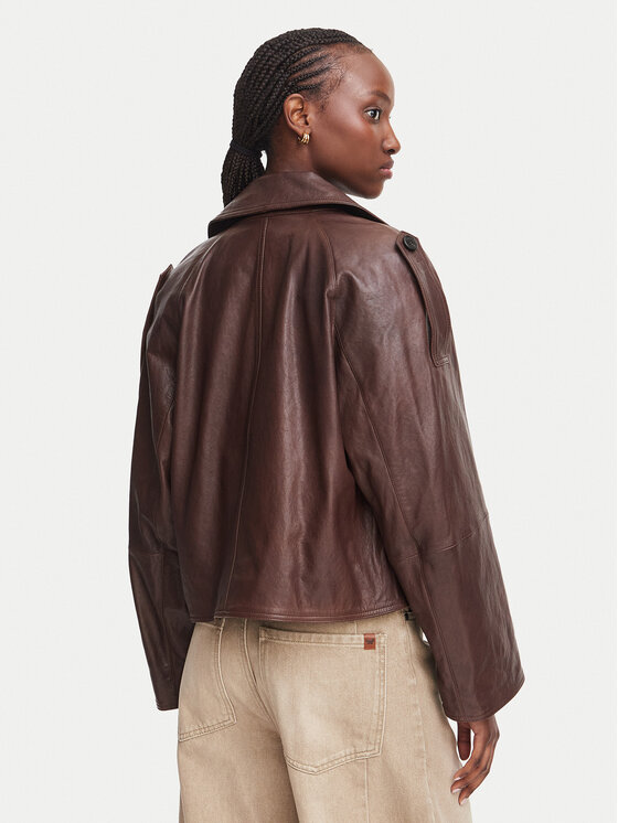 Weekend Max Mara Weekend Max Mara Nahkjope Felino 2625446051 Tumepruun Regular Fit