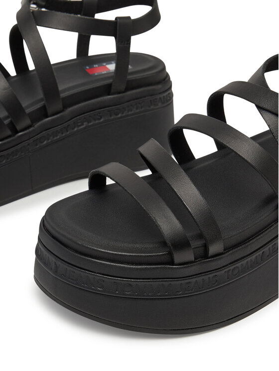 Tommy Jeans Tommy Jeans Sandale Tjw Wedgy Strappy Sandal EN0EN02756 Crna