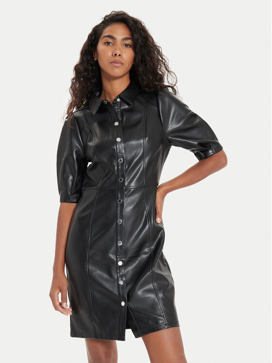 Morgan Morgan Rochie din imitație de piele 242-RLONGO Negru Slim Fit