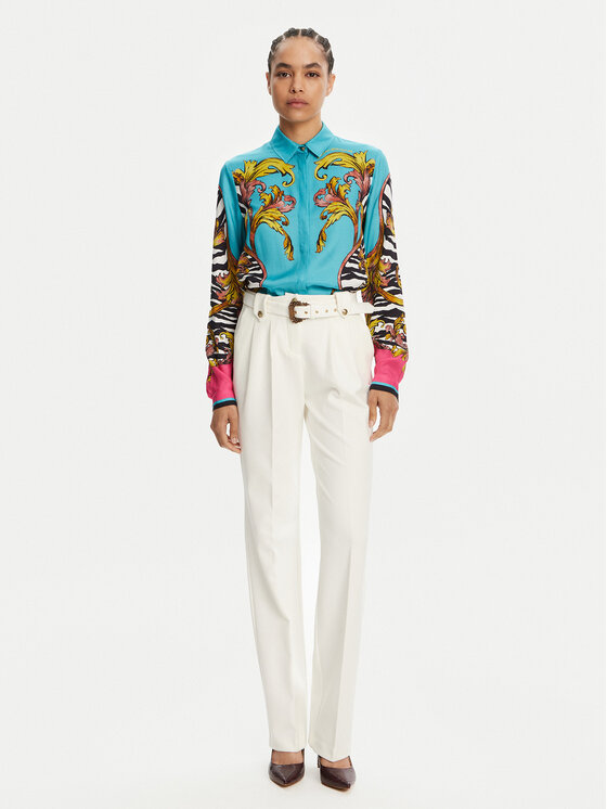 Versace Jeans Couture Versace Jeans Couture Hlače iz tkanine 78HAA111 Bela Straight Fit