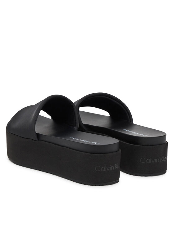 Calvin Klein Jeans Calvin Klein Jeans Klapki Flatform Sandal Slide In Nylon YW0YW01791 Czarny