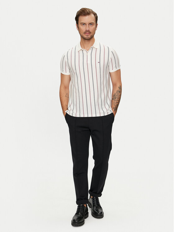 Tommy Hilfiger Tommy Hilfiger Polo Vertical MW0MW35627 Beżowy Regular Fit