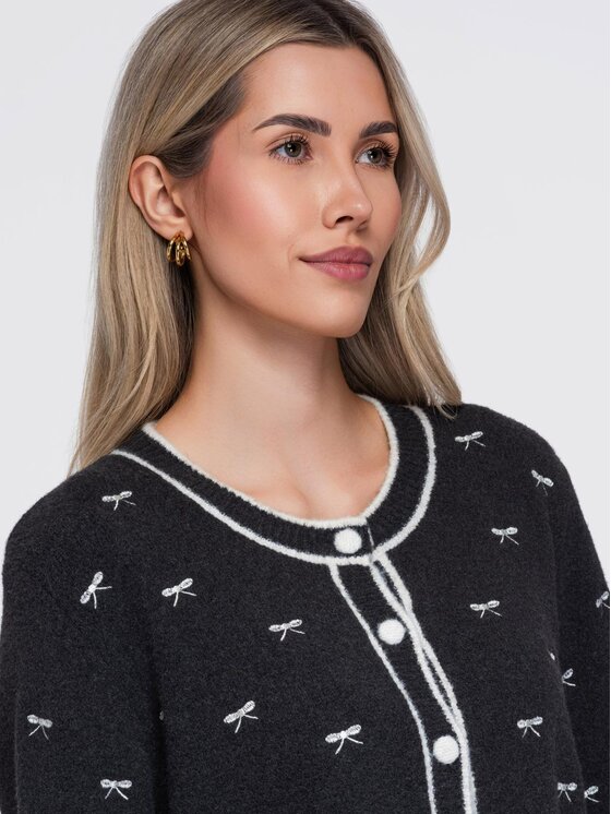 Ombre Ombre Sweter OW-SW-E0032 Szary ciemny Regular Fit