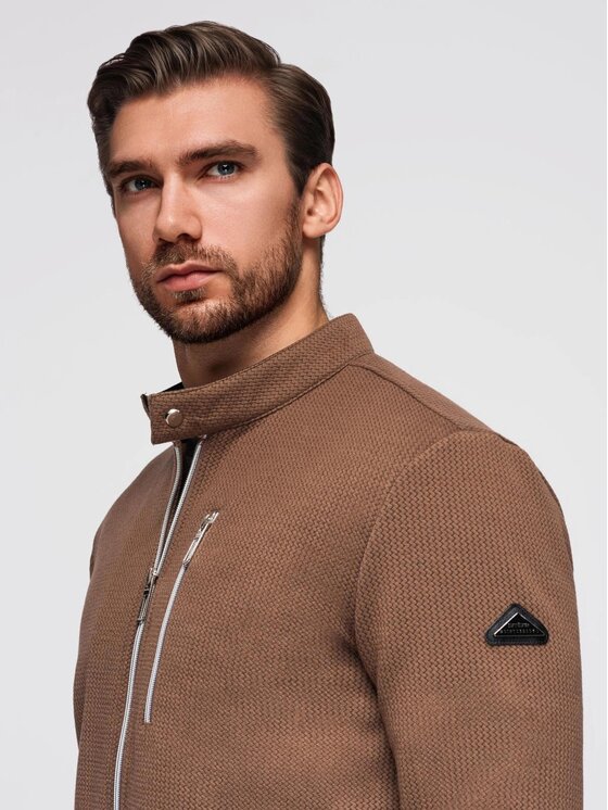 Ombre Ombre Kurtka przejściowa OM-JANP-0229 Brązowy Regular Fit