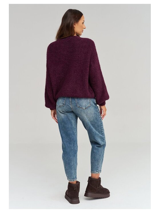 Makadamia Makadamia Sweter C92 Fioletowy Loose Fit