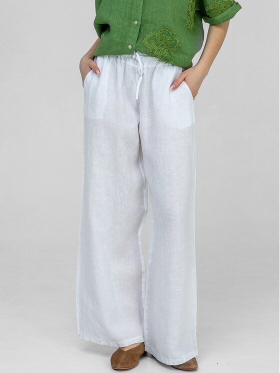 Perso Perso Spodnie materiałowe PTE267299F Biały Wide Leg