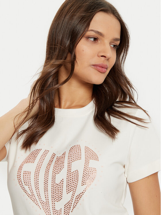 Guess Guess Tricou V5RI08 J1314 Écru Slim Fit
