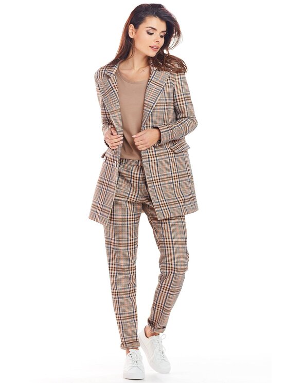 Awama Awama Marynarka A364 Brązowy Basic Fit