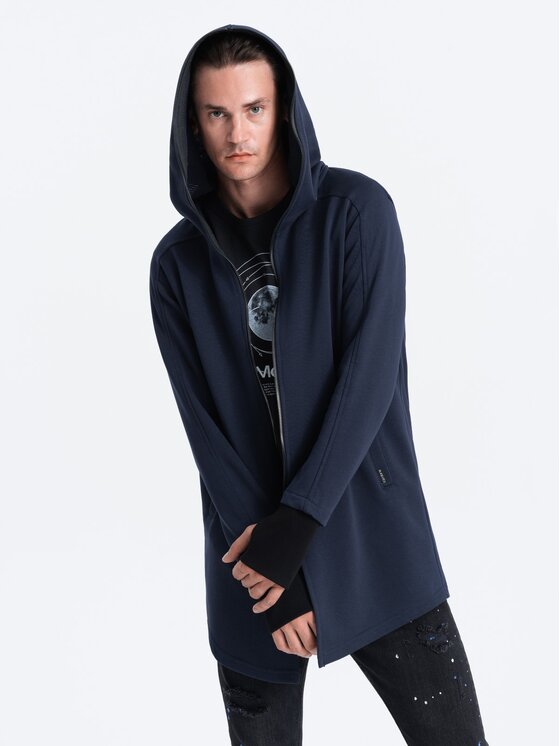 Ombre Ombre Mikina B1369 Tmavomodrá Modern Fit
