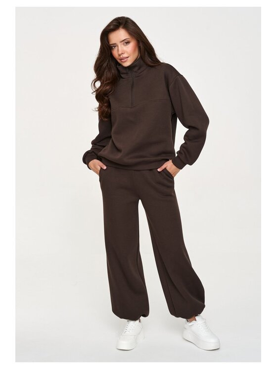 Makadamia Makadamia Dres M946 Brązowy Loose Fit