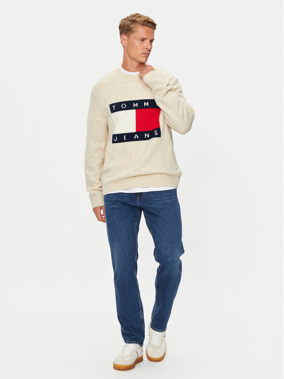 Tommy Jeans Tommy Jeans Sweter Flag DM0DM19442 Beżowy Regular Fit