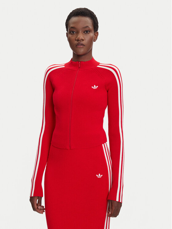 adidas Bluza adicolor 3-Stripes JY2598 Czerwony Slim Fit