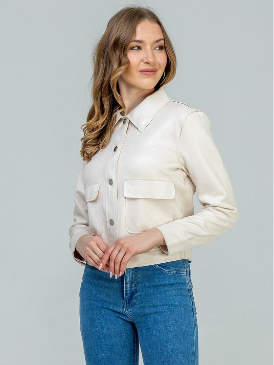 Perso Perso Kurtka przejściowa BLE262676F Kremowy Regular Fit
