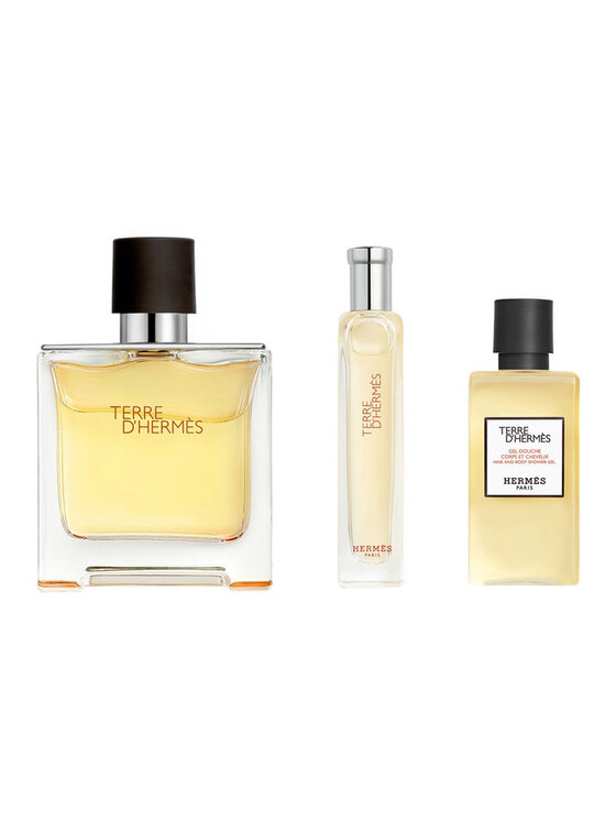 Hermes Hermes Hermes Terre D'Hermes zestaw perfumy spray 75ml + perfumy spray 15ml + żel pod prysznic 40ml Zestaw zapachowy