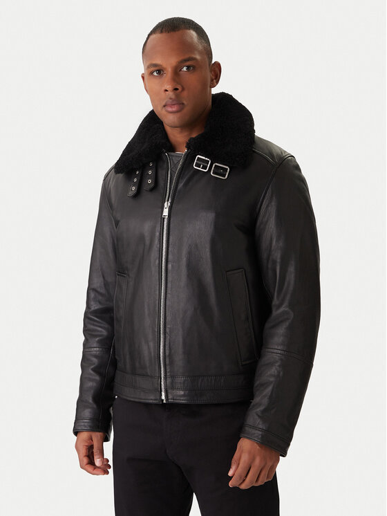 BOSS Geacă de piele H-Mupablo 50540917 Negru Regular Fit | Modivo.ro