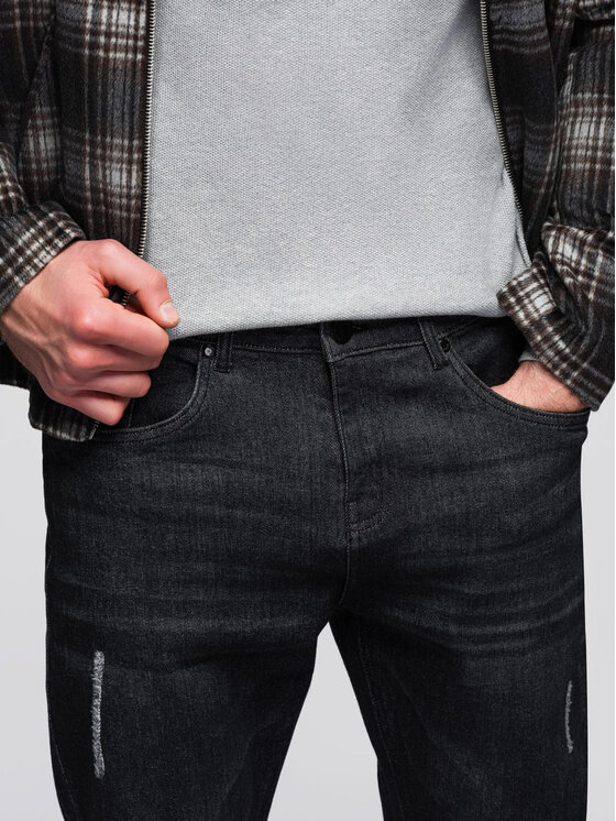 Ombre Ombre Jeansy OM-PADP-0241 Czarny Regular Fit