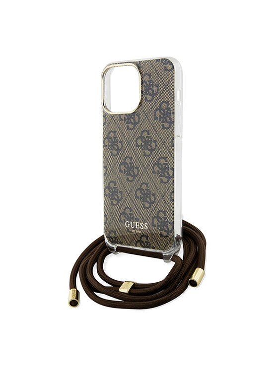 Guess Guess Etui na telefon iPhone 15 Pro Brązowy