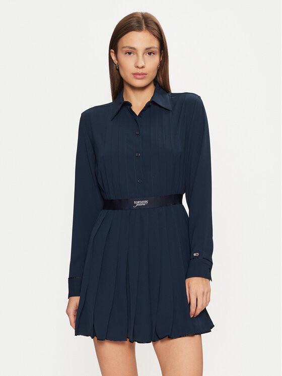 Tommy Jeans Tommy Jeans Rochie tip cămașă DW0DW19474 Bleumarin Regular Fit