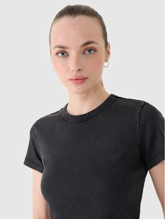 4F 4F T-Shirt SS MIDSHOP TEXTILE Czarny Slim Fit