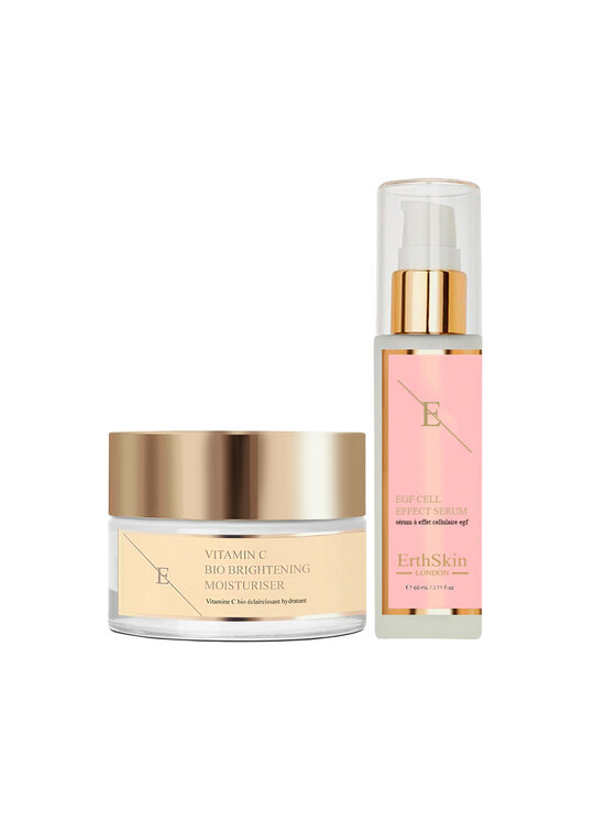 Erthskin London Erthskin London Rozświetlający krem ​​nawilżający z witaminą C + SERUM Z EFEKTEM KOMÓREK EGF Krem na dzień i na noc