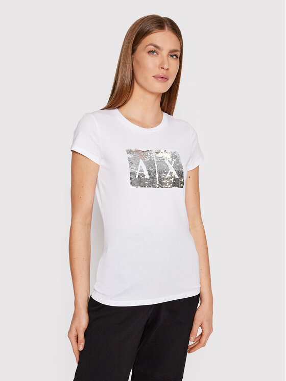 Armani Exchange Armani Exchange Póló 8NYTDL YJ73Z 6110 Fehér Slim Fit