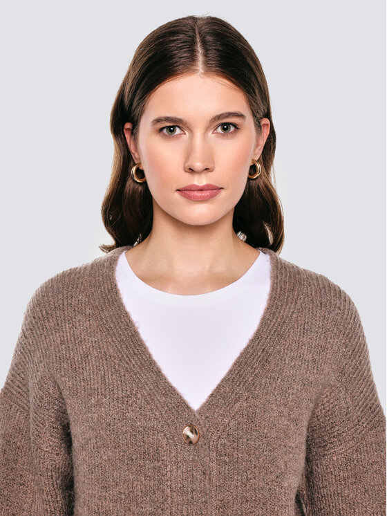 BIG STAR BIG STAR Kardigan KARDILA Brązowy Basic Fit