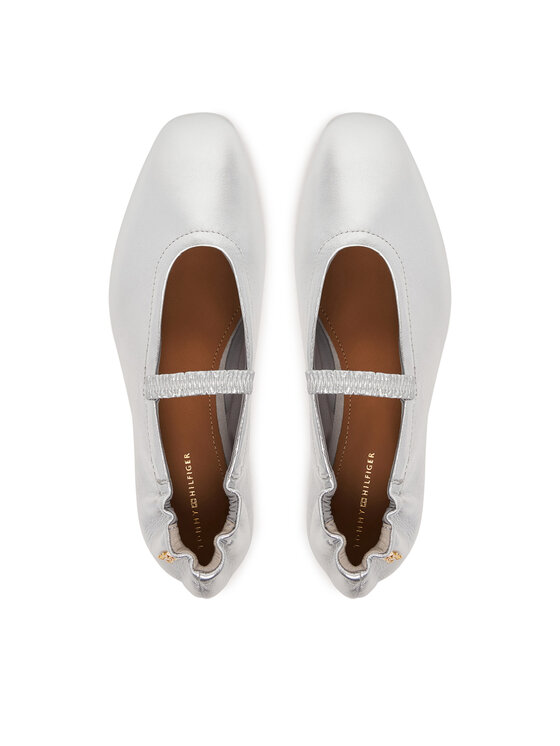 Tommy Hilfiger Tommy Hilfiger Балеринки Silver Lth Ellastic Ballerina FW0FW09466 Сребрист