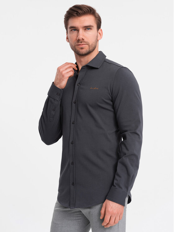 Ombre Ombre Košile OM-SHCS-0138 Šedá Regular Fit