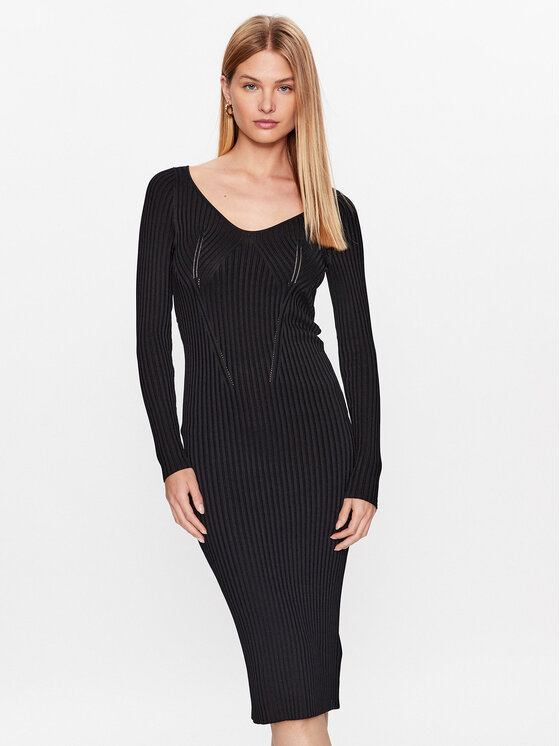 Guess Rochie tricotată W3YK21 Z2U00 Negru Slim Fit