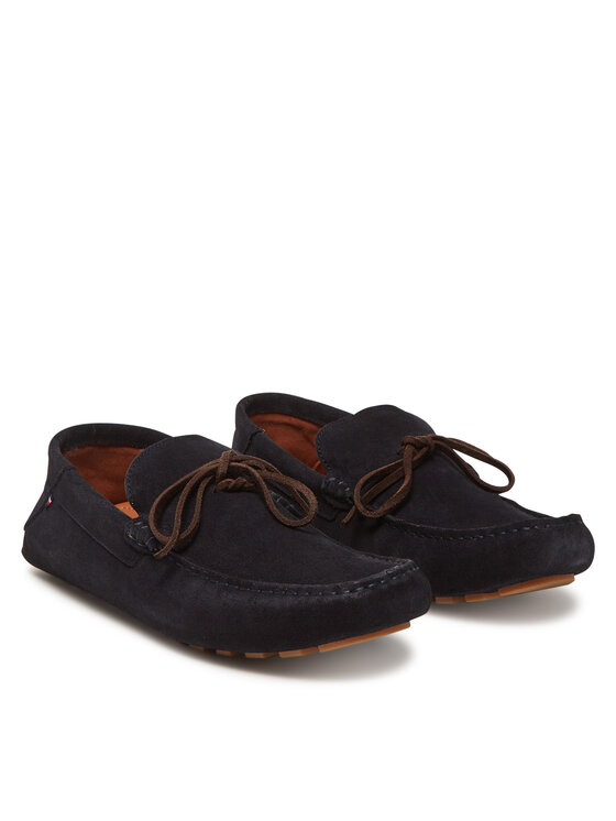 Tommy Hilfiger Tommy Hilfiger Mokasyny Hilfiger Folded Suede Driver FM0FM05385 Granatowy