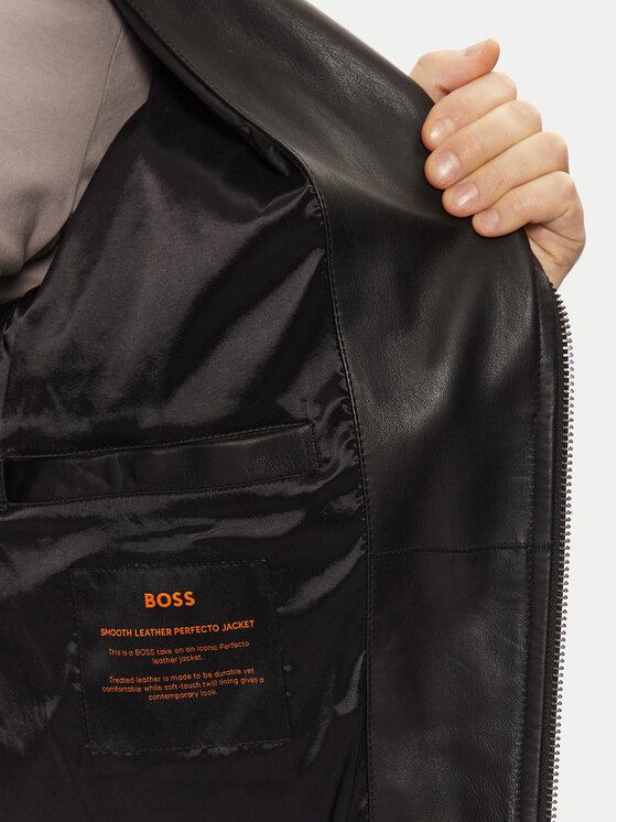 BOSS BOSS Kurtka skórzana Jolush 50530258 Czarny Regular Fit