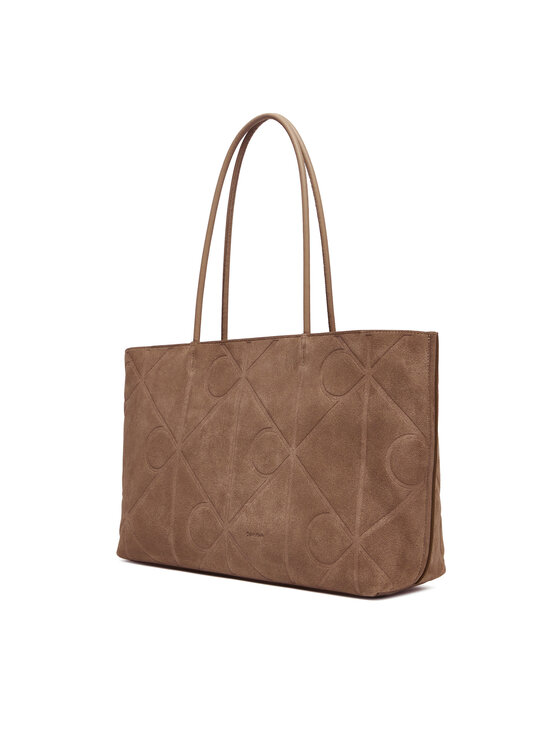 Calvin Klein Calvin Klein Soma Emblem Aop Embossed Suede Tote LV04F3334G Bēšs