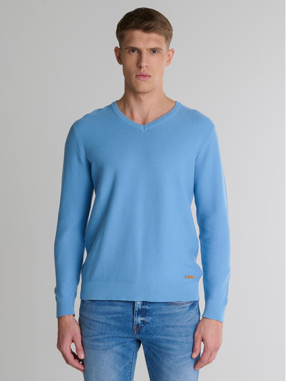 BIG STAR BIG STAR Sweter VASONITEX Niebieski Basic Fit
